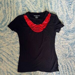 Norma Kamala vintage illusion cotton necklace T-shirt, medium